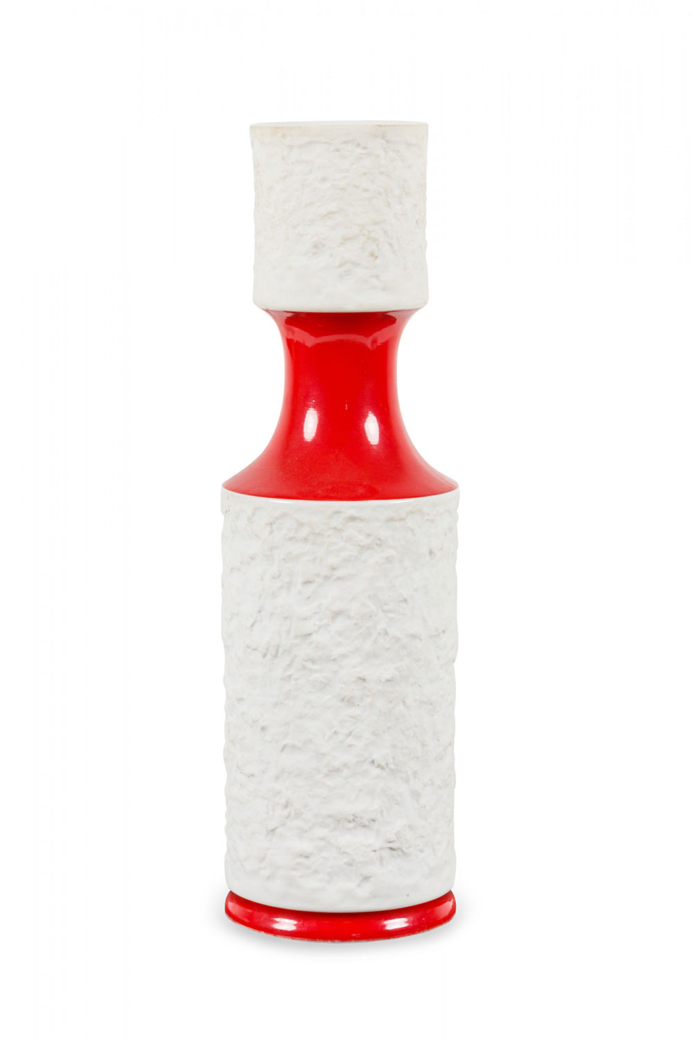 KPM West German Mid Century Red and White Textured Porcelain Vase
