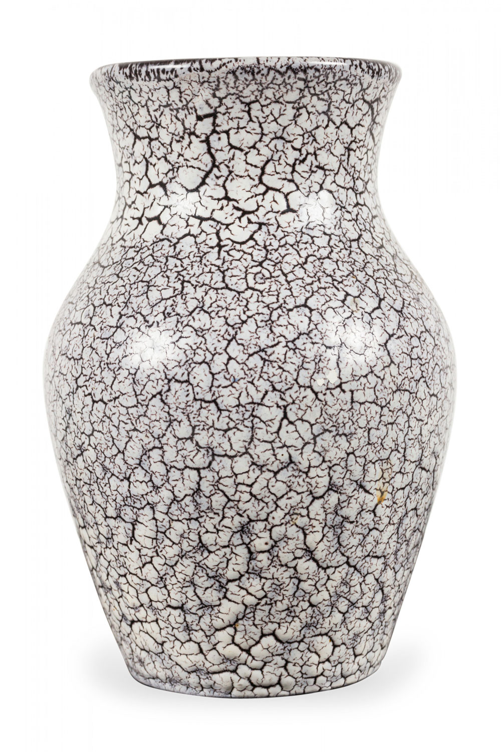 Jasba Keramik German Mid Century White and Black Crackle Glazed Ceramic Vase