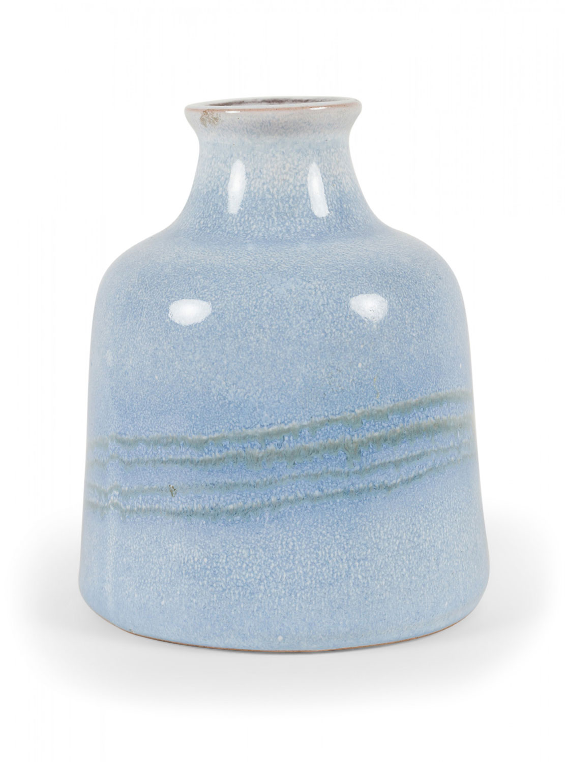 Strehla Keramik East German Mid Century Light Blue Speckle Glazed Ceramic Bud Vase