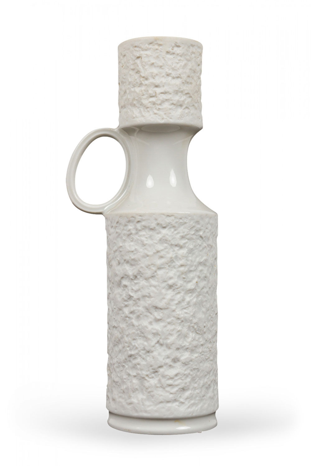 KPM West German Mid Century Textured White Porcelain Handled Vase