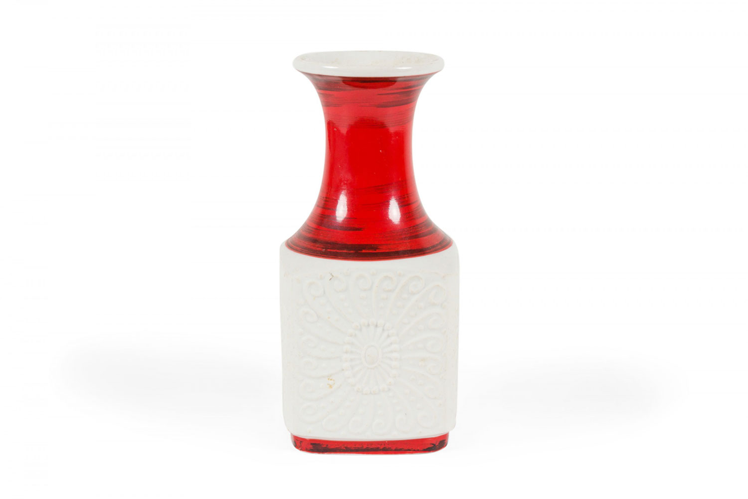 KPM West German Mid Century White Stamped and Red Glazed Porcelain Vase