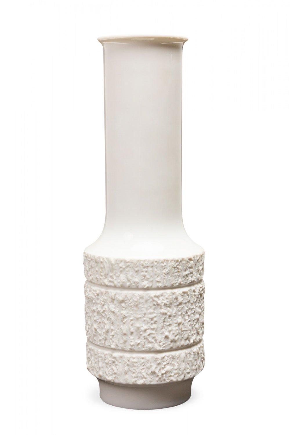 Thomas Germany Mid Century White Textured Band Design Porcelain Vase