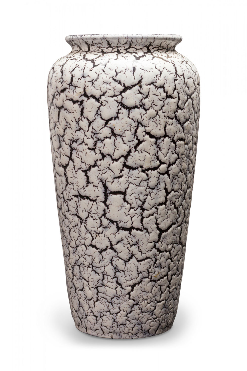 Jasba Mid Century German White and Black Crackle Glazed Ceramic Vase