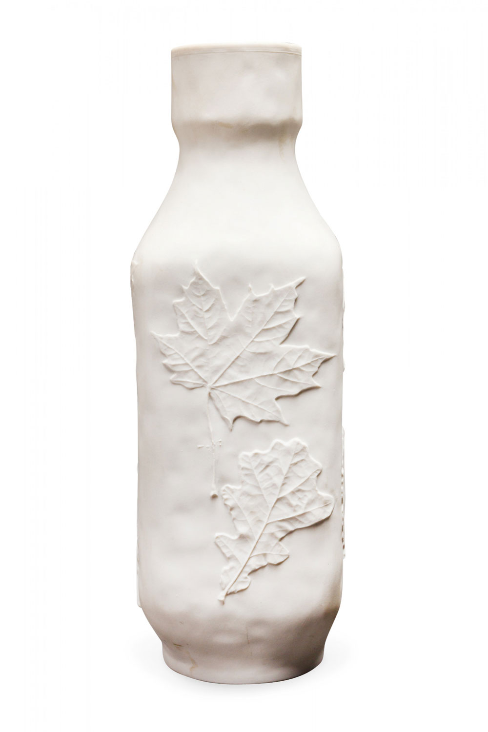 Hutschenreuther German White Raised Realistic Leaf Design Porcelain Vase