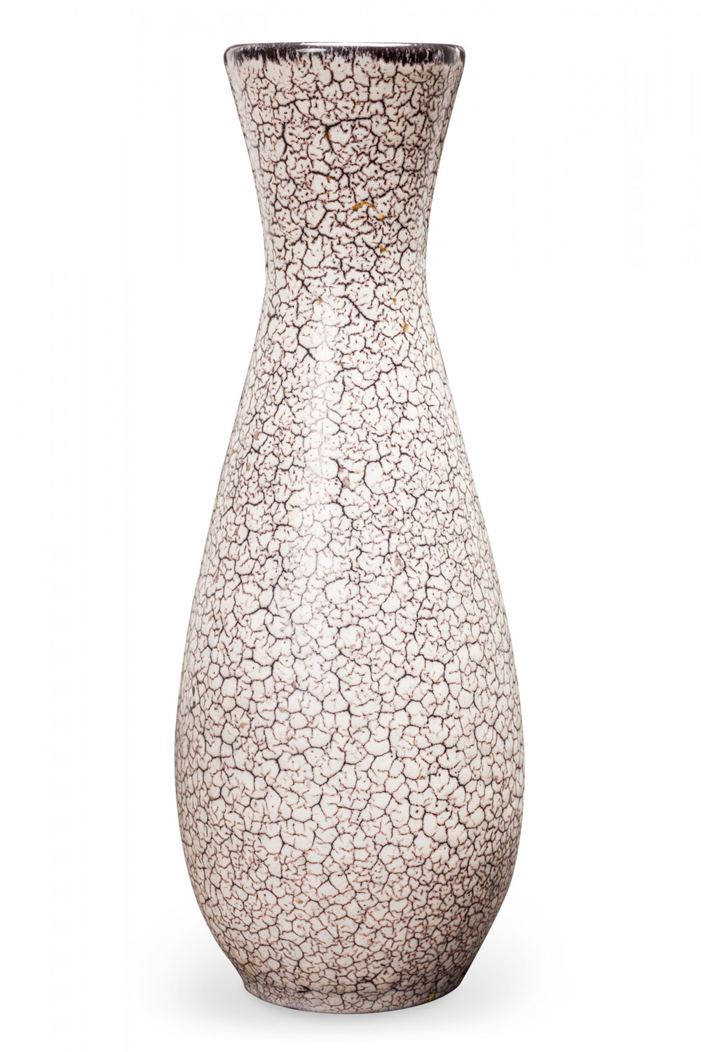 Jasba Keramik Mid Century German White and Black Crackle Glazed Ceramic Vase