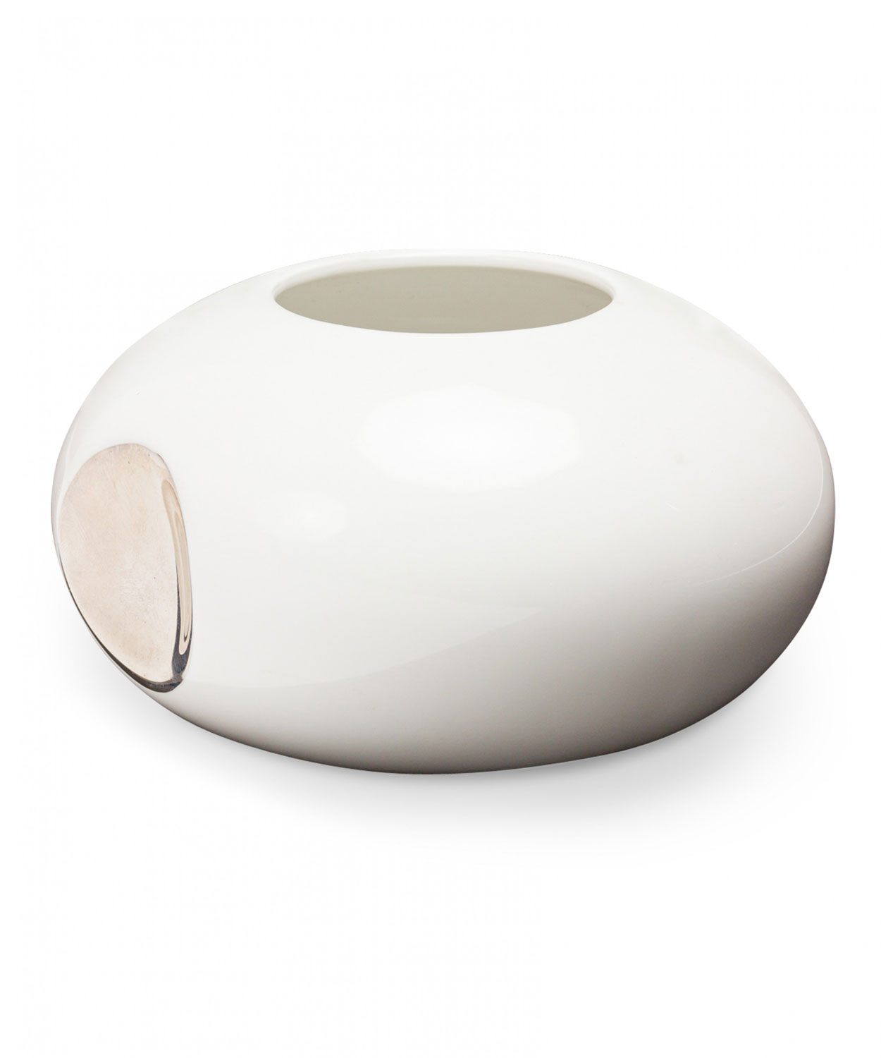 SchÃƒÂ¶nwald German White and Silver Divot Inset Porcelain Vessel 