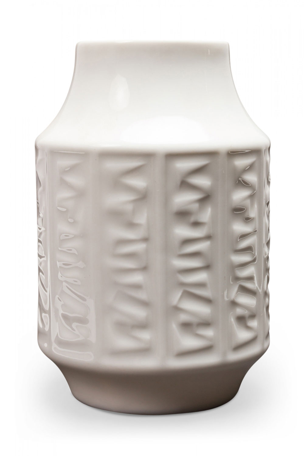 Winterling Bavarian German Mid Century Vertical Raised Geometric Design White Porcelain Vase