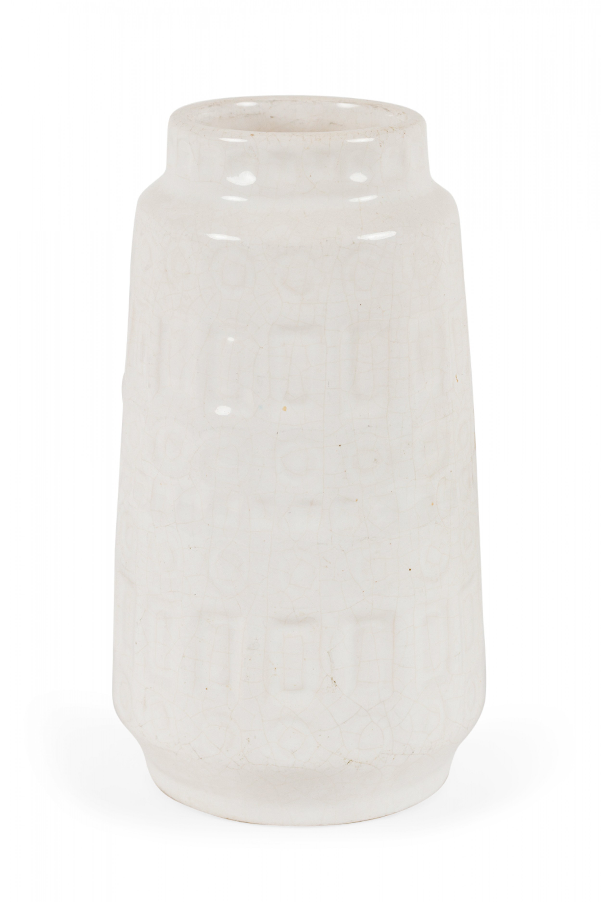 Scheurich Keramik West German Banded 'Inka' Square and Circle Patterned White Ceramic Vase
