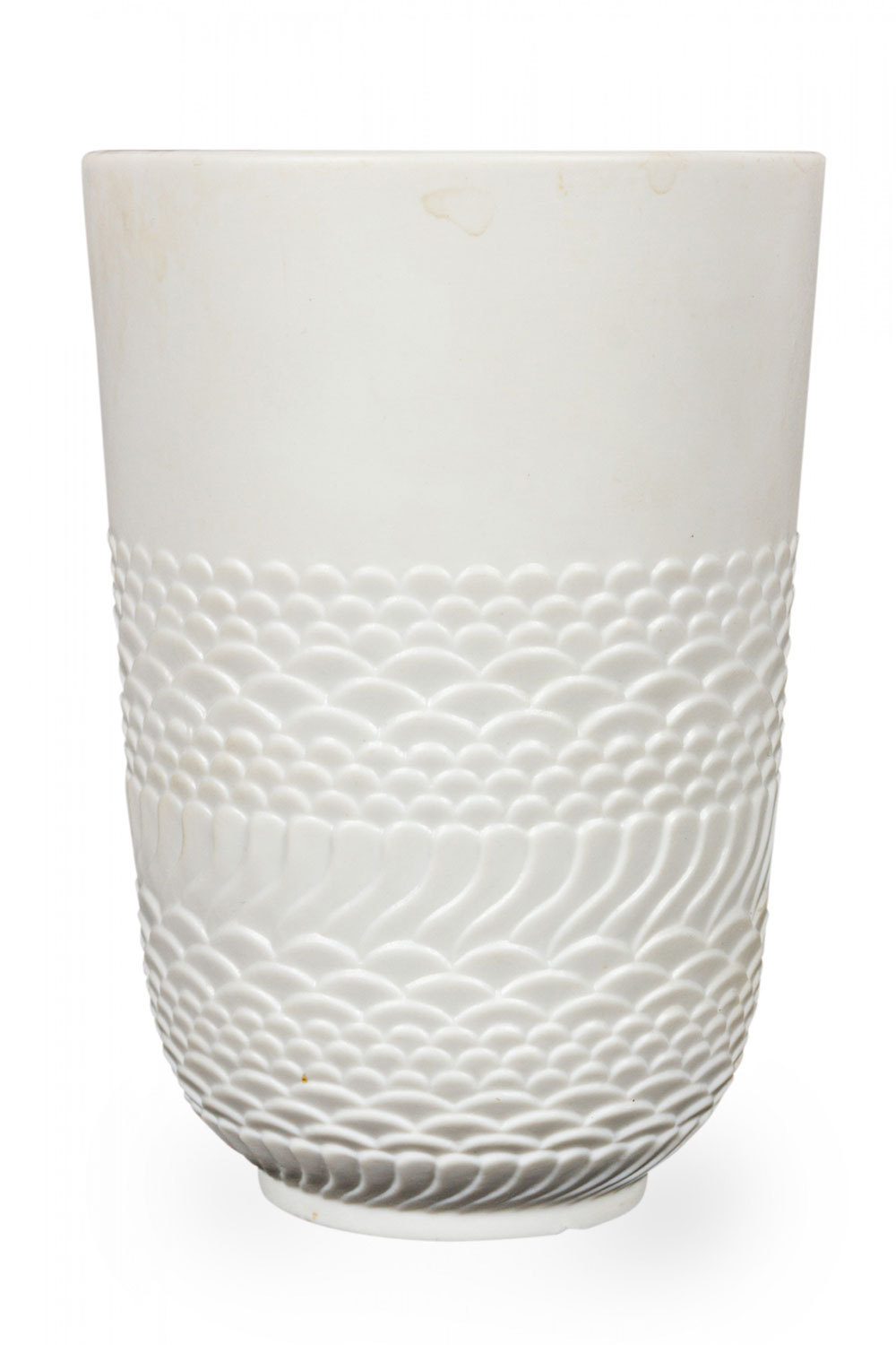 Kaiser West German Mid Century White Bisque Porcelain Raised Scalloped Base Design Vase