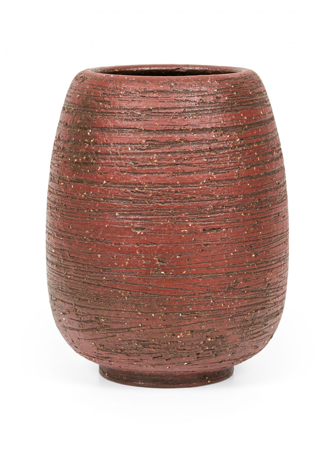 Sibylle Karrenberg Dresler German Mid Century Textured and Horizontally Incised Brown Ceramic Vase