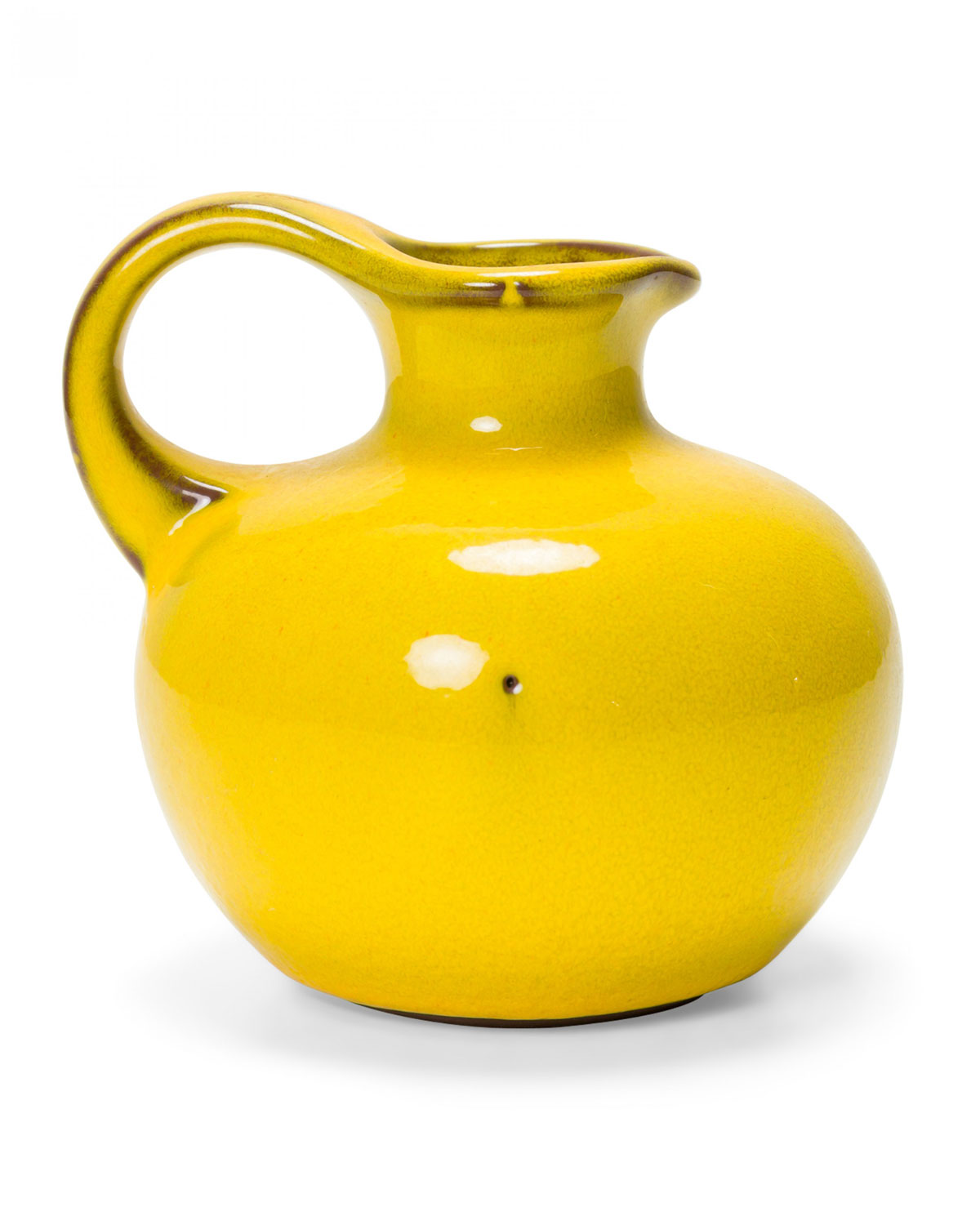 German Mid Century Small Round Yellow Glazed Ceramic Jug