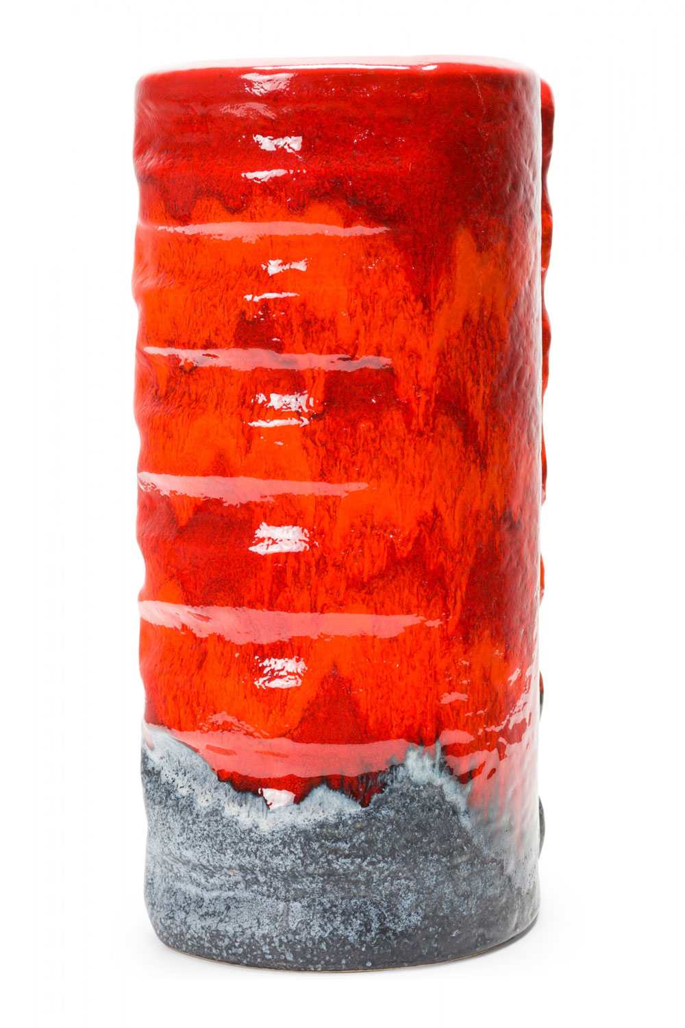 DÃ¼mler & Breiden West German Mid Century Multi Tonal Red and Gray Fat Lava Glazed Ceramic Vase