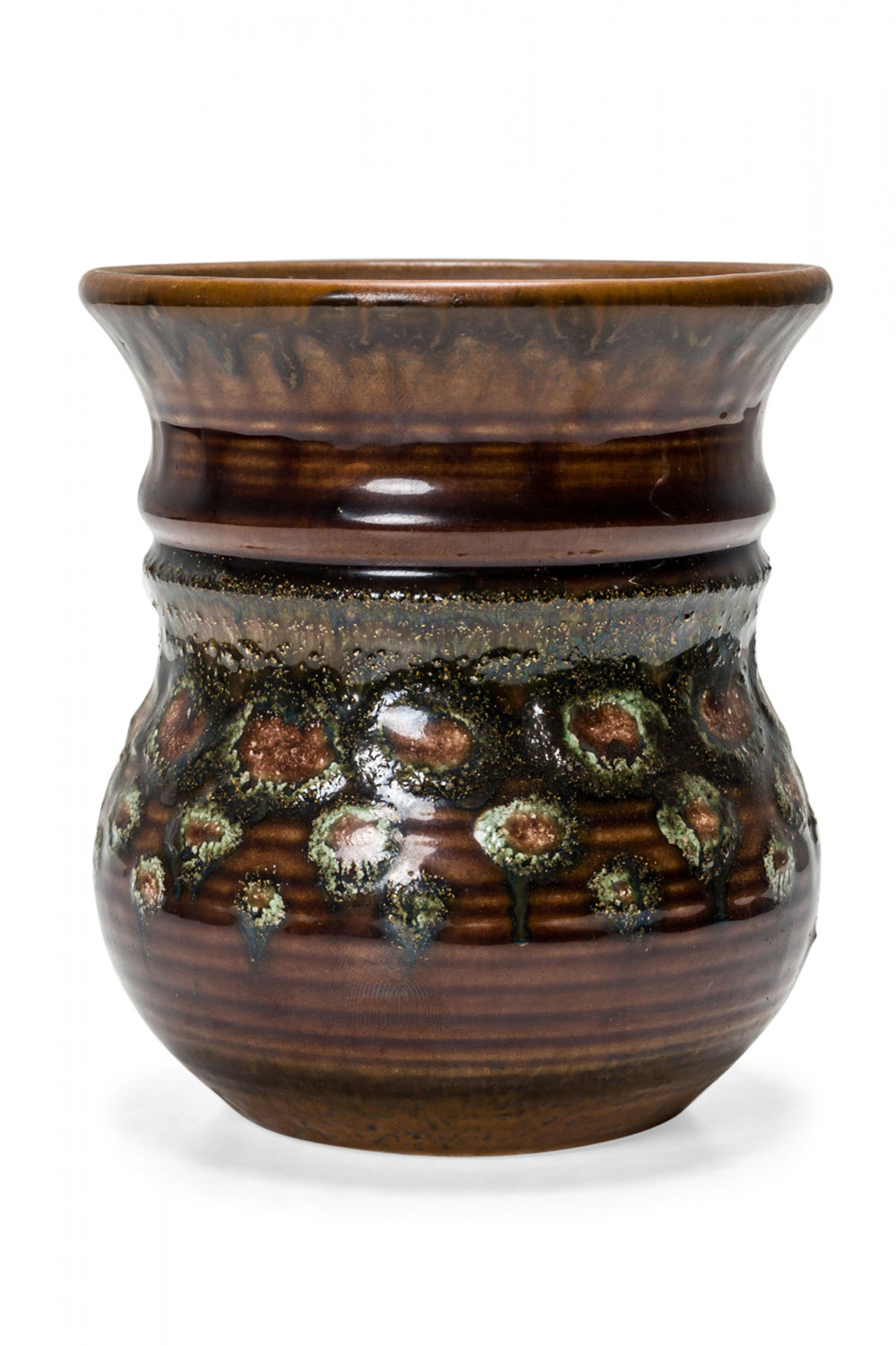 Strehla Keramik East German Mid Century Spotted Multi Tonal Brown Glazed Ceramic Vase