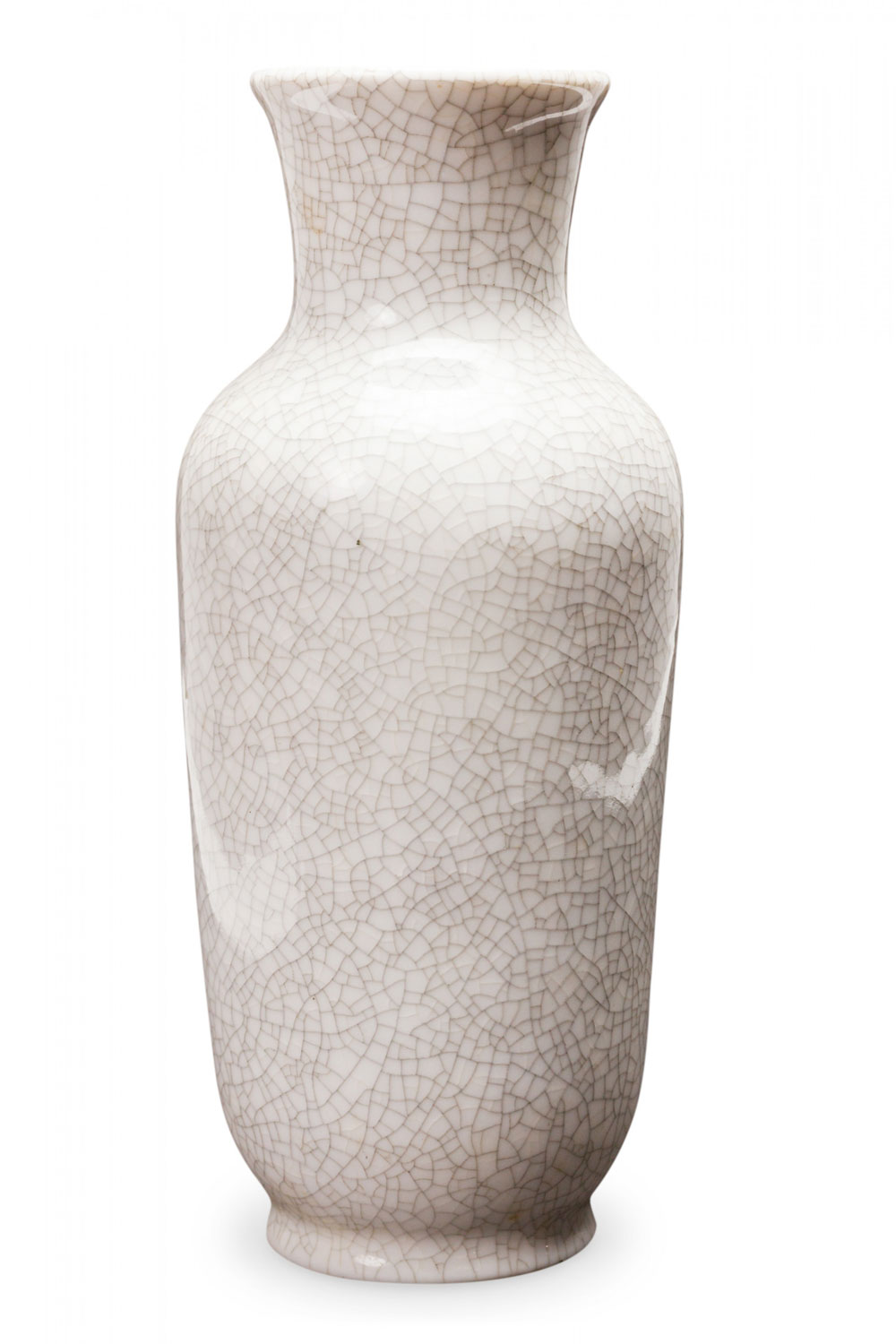 VEB Lichte German Mid Century White Crackle Glazed Ceramic Vase