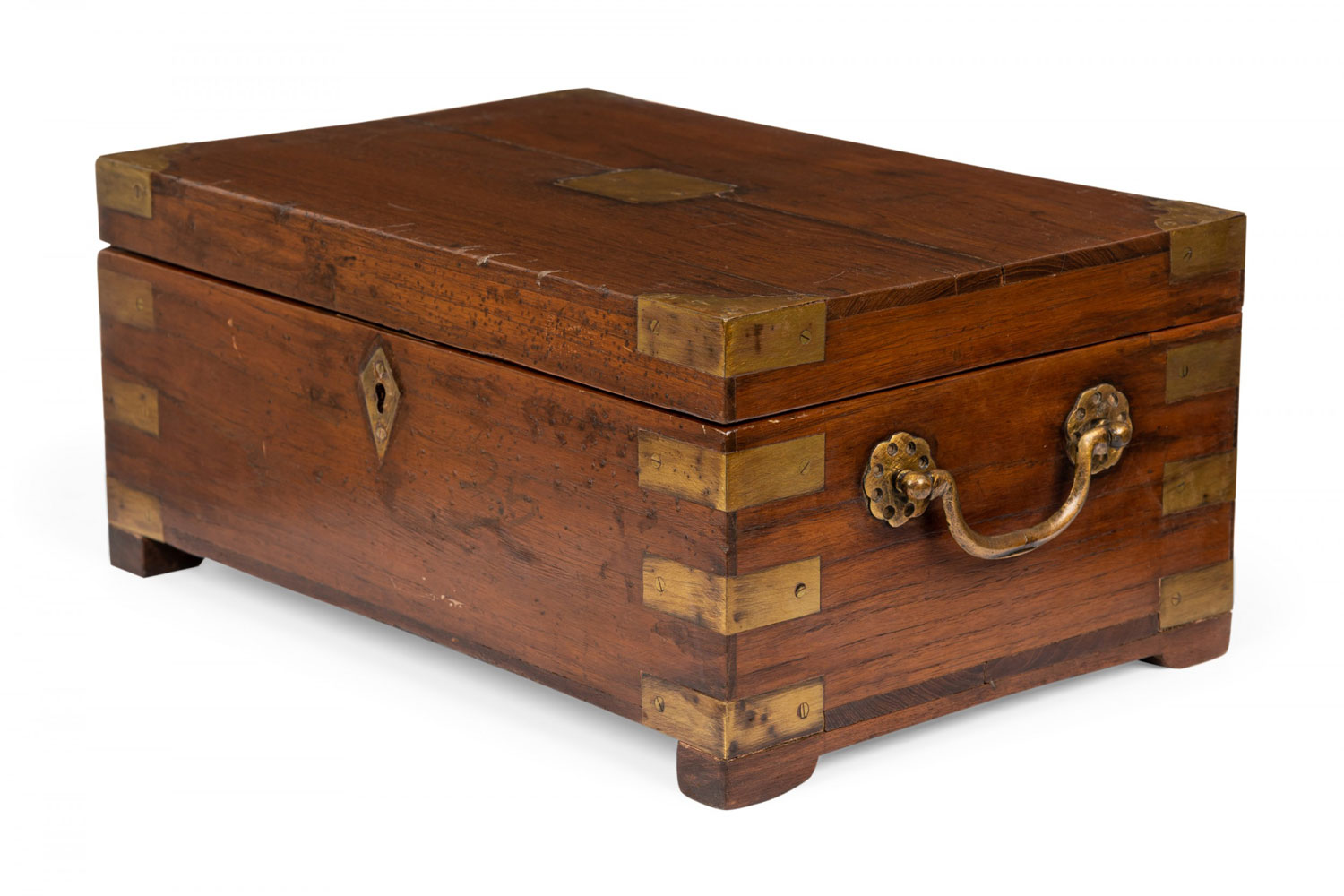 British Colonial Teak and Brass Hinged Top Box