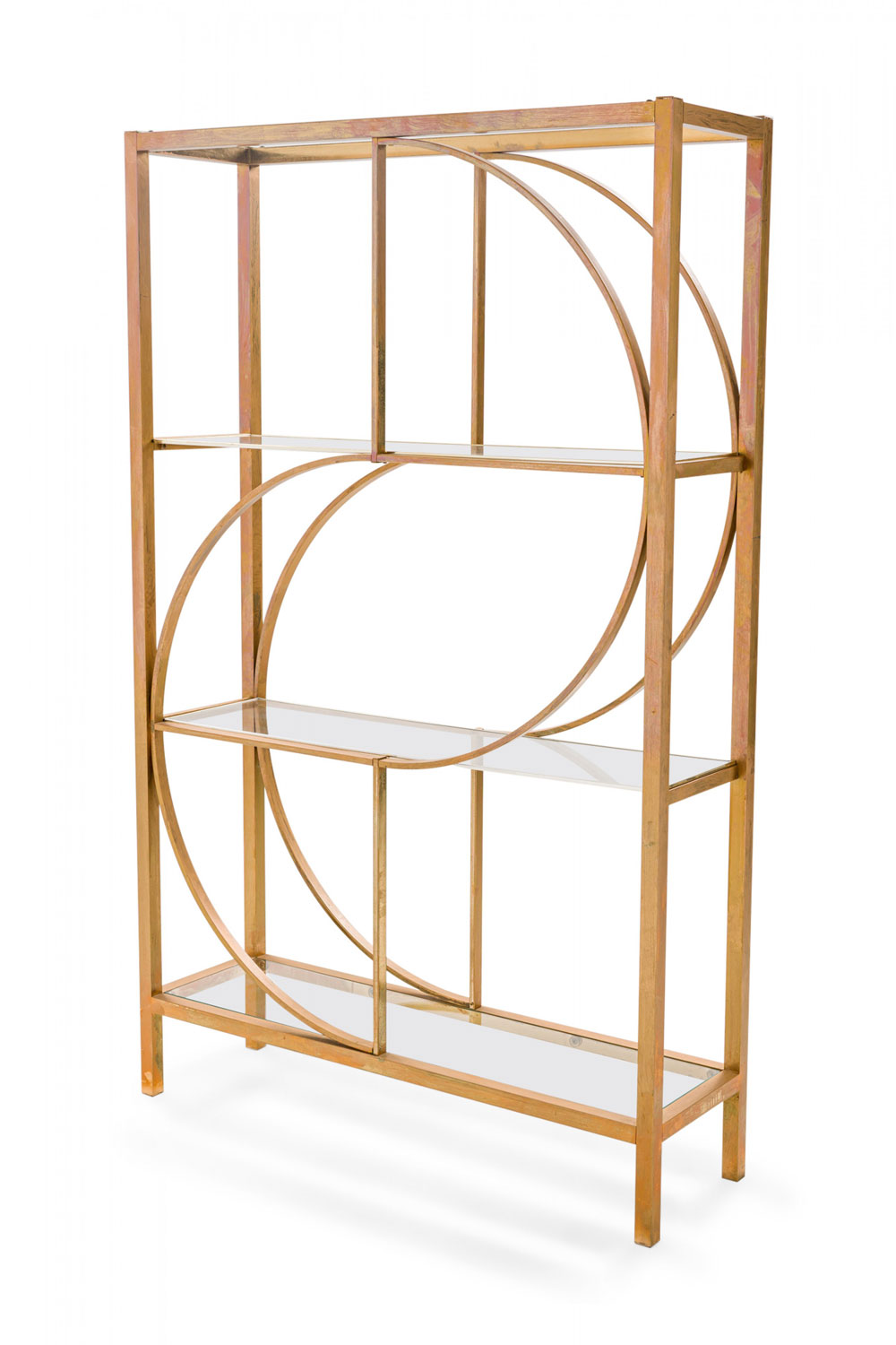 Contemporary Gold Painted Aluminum and Glass Etagere Bookshelf