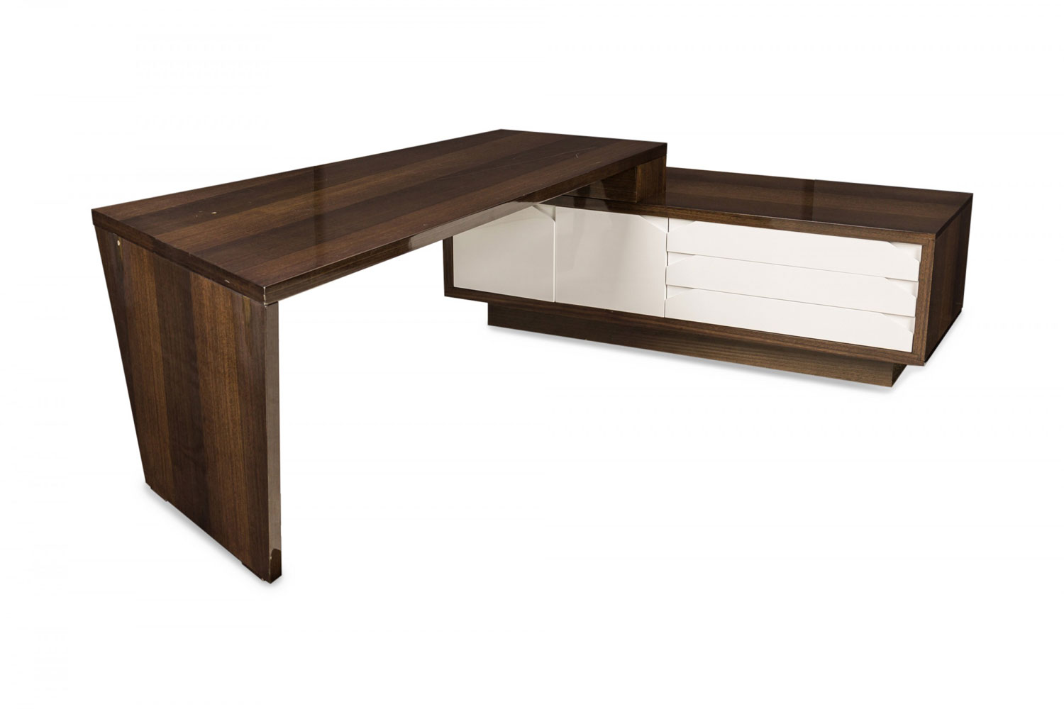 Guialmi for architonic contemporary modern lacquered white and wood grain origami executive desk