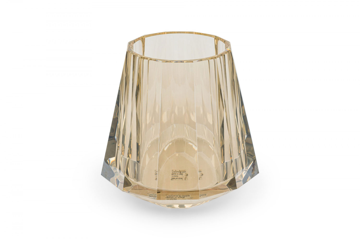 Contemporary faceted pale amber glass vase
