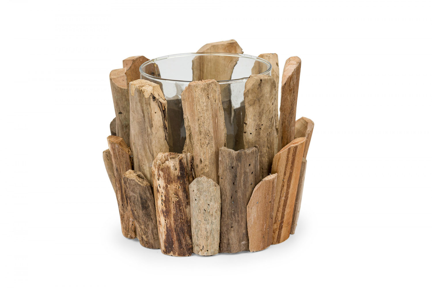 Adirondack style rustic twig and glass candle holder