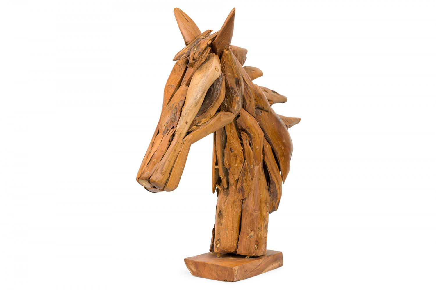 Rustic wooden teak wood horse head sculpture 