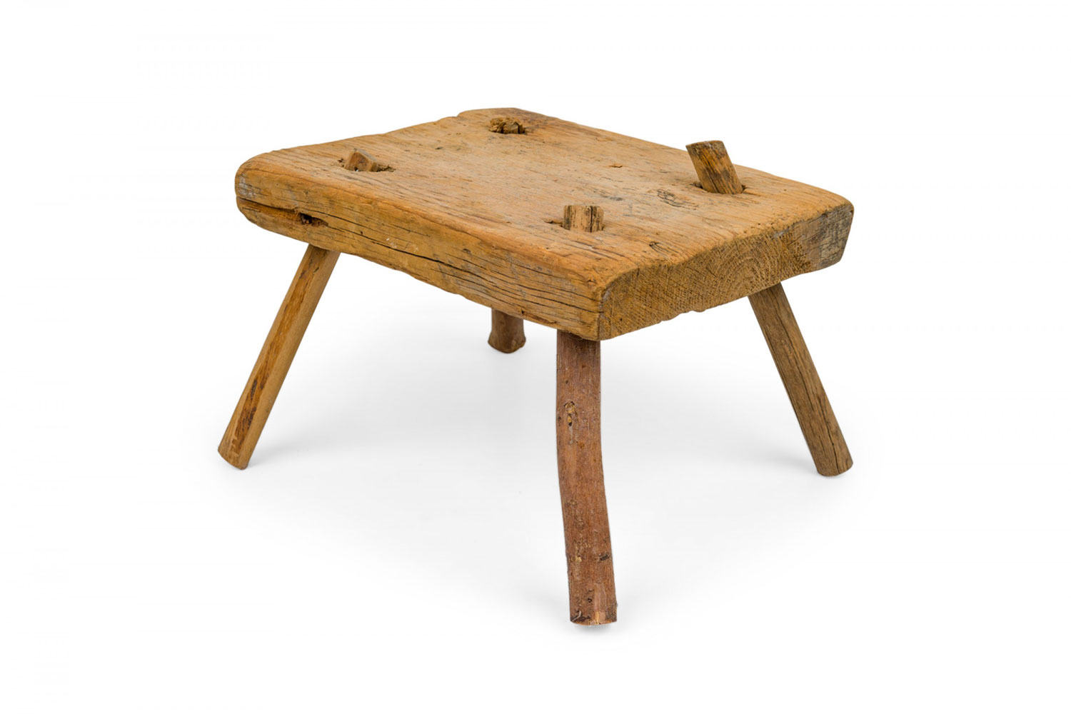 American provincial rustic square wooden farm stool