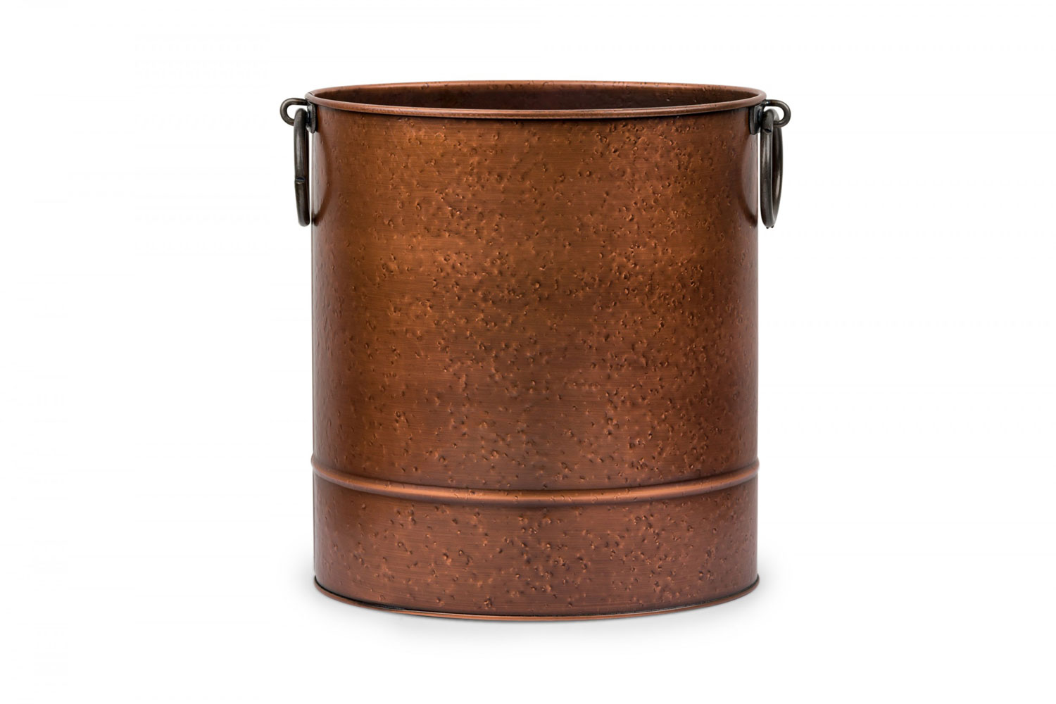 English country oval copper wastebasket with ringed handles