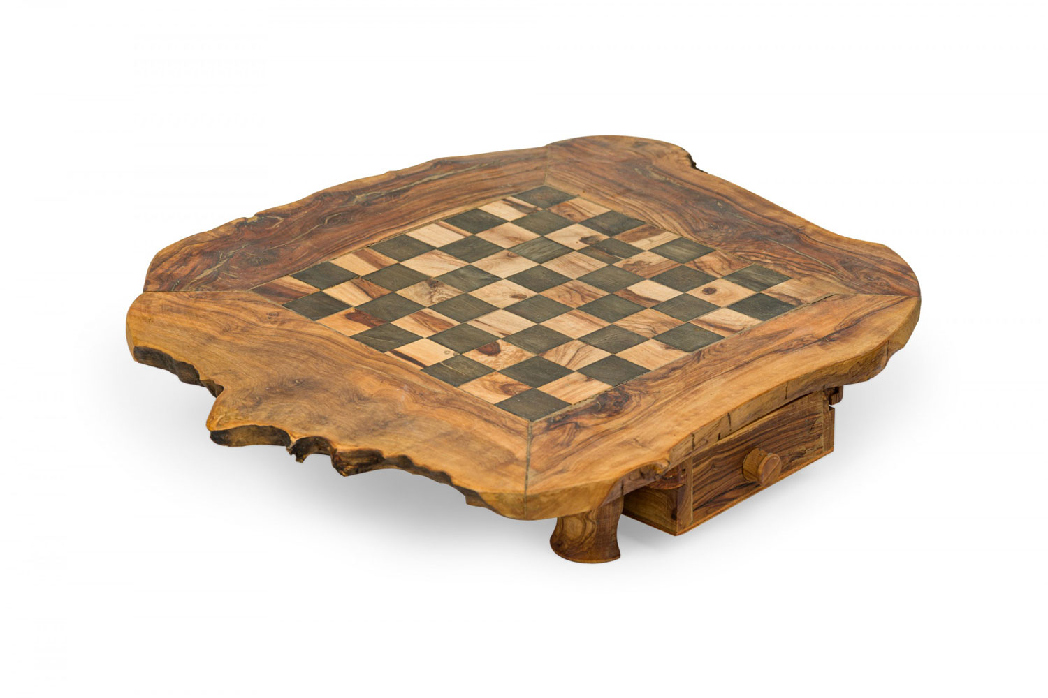 Rustic dirondack style live edge wooden game board chest