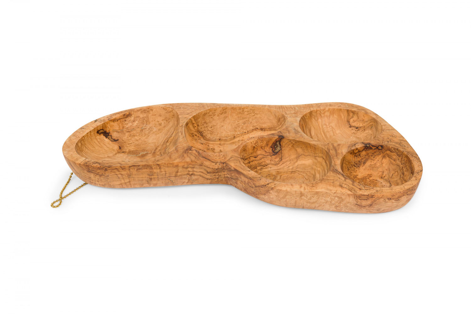 Contemporary modernist olive wood multi compartment tray