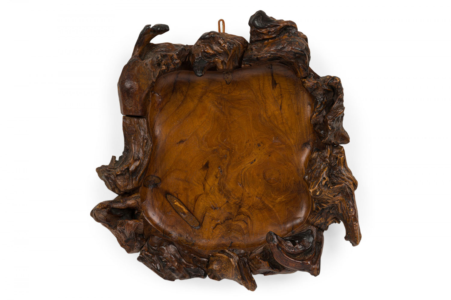 Rustic continental style wooden tray with burled edges