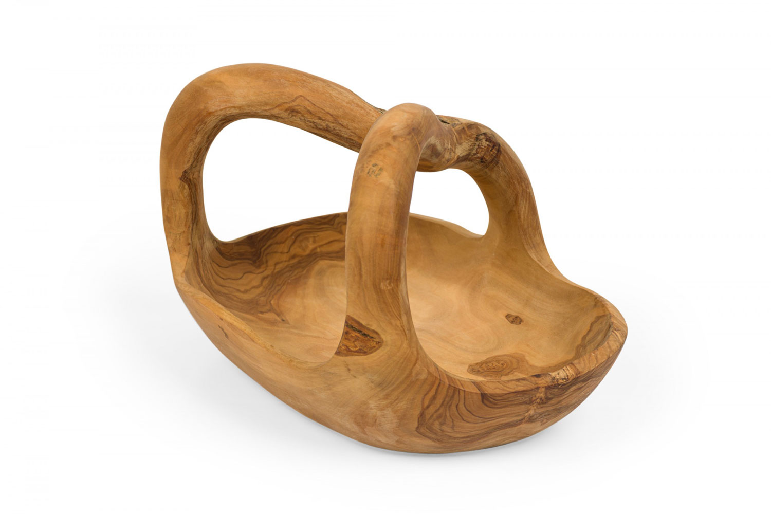 Contemporary rustic modern organic form wooden basket