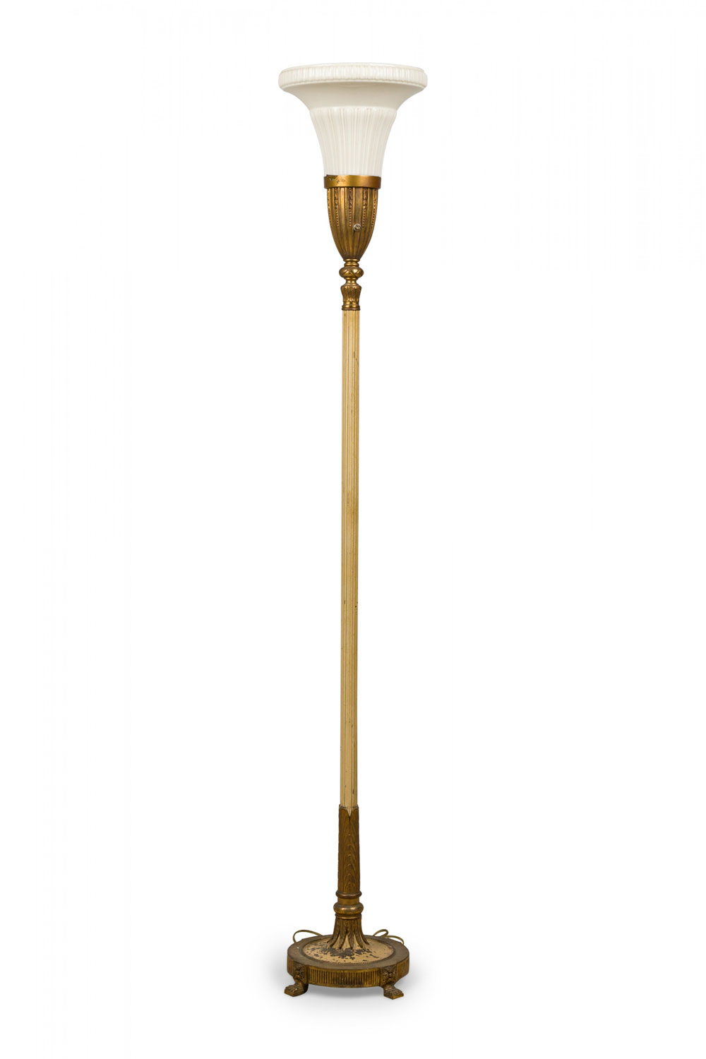 Lenox art deco style brass and bone china floor lamp torchiere