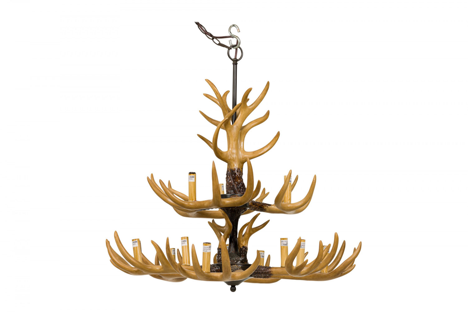 Rustic continental style three tier faux horn chandelier