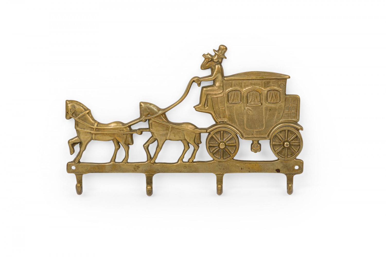 English victorian style brass horse and carriage key holder