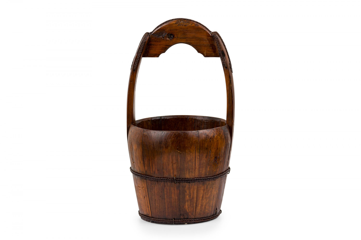 American country wooden barrel bucket umbrella stand with handle