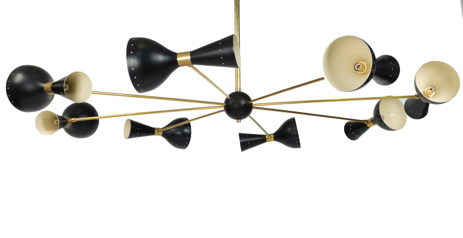 Stilnovo diabolo black and gold chandelier sarfatti 3