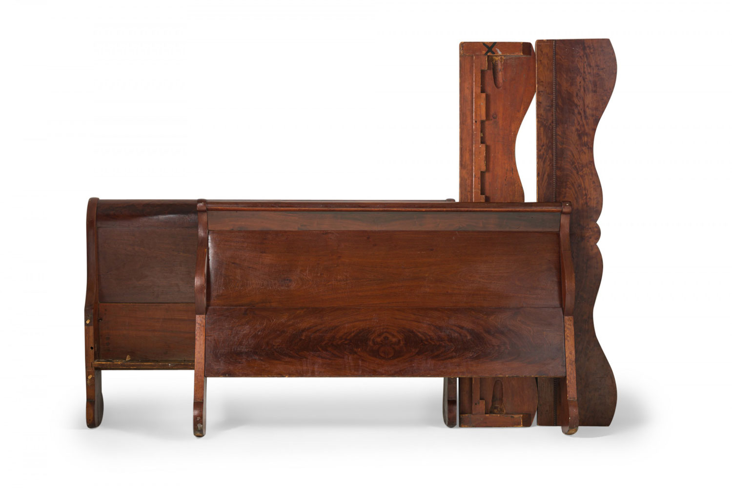 American empire mahogany scroll form sleigh bed