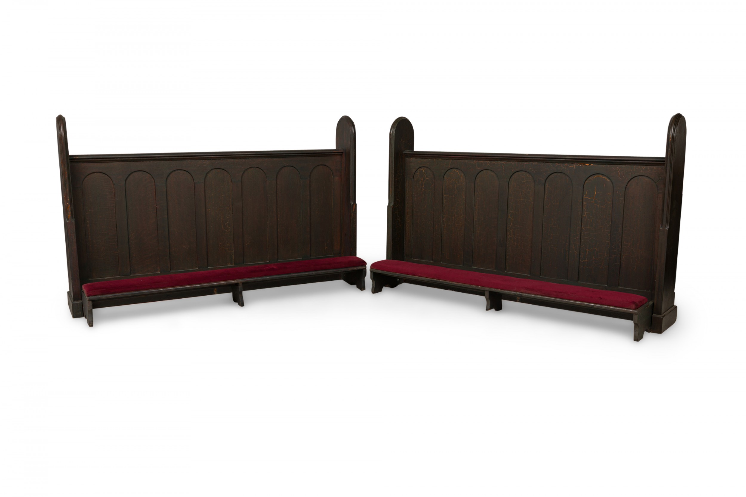Pair of american victorian style wooden church pew kneelers