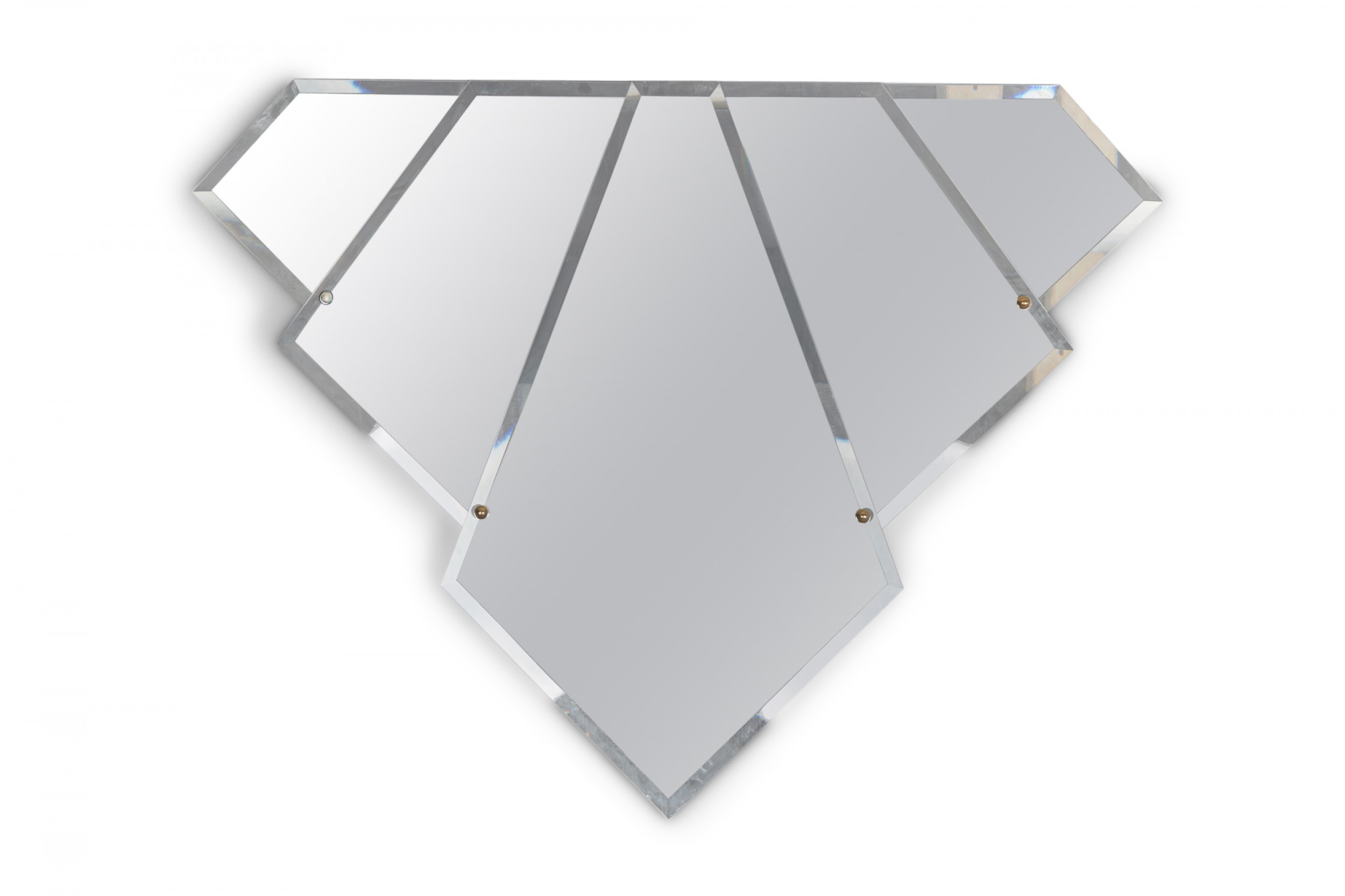 Art deco style french triangular skyscraper form wall mirror