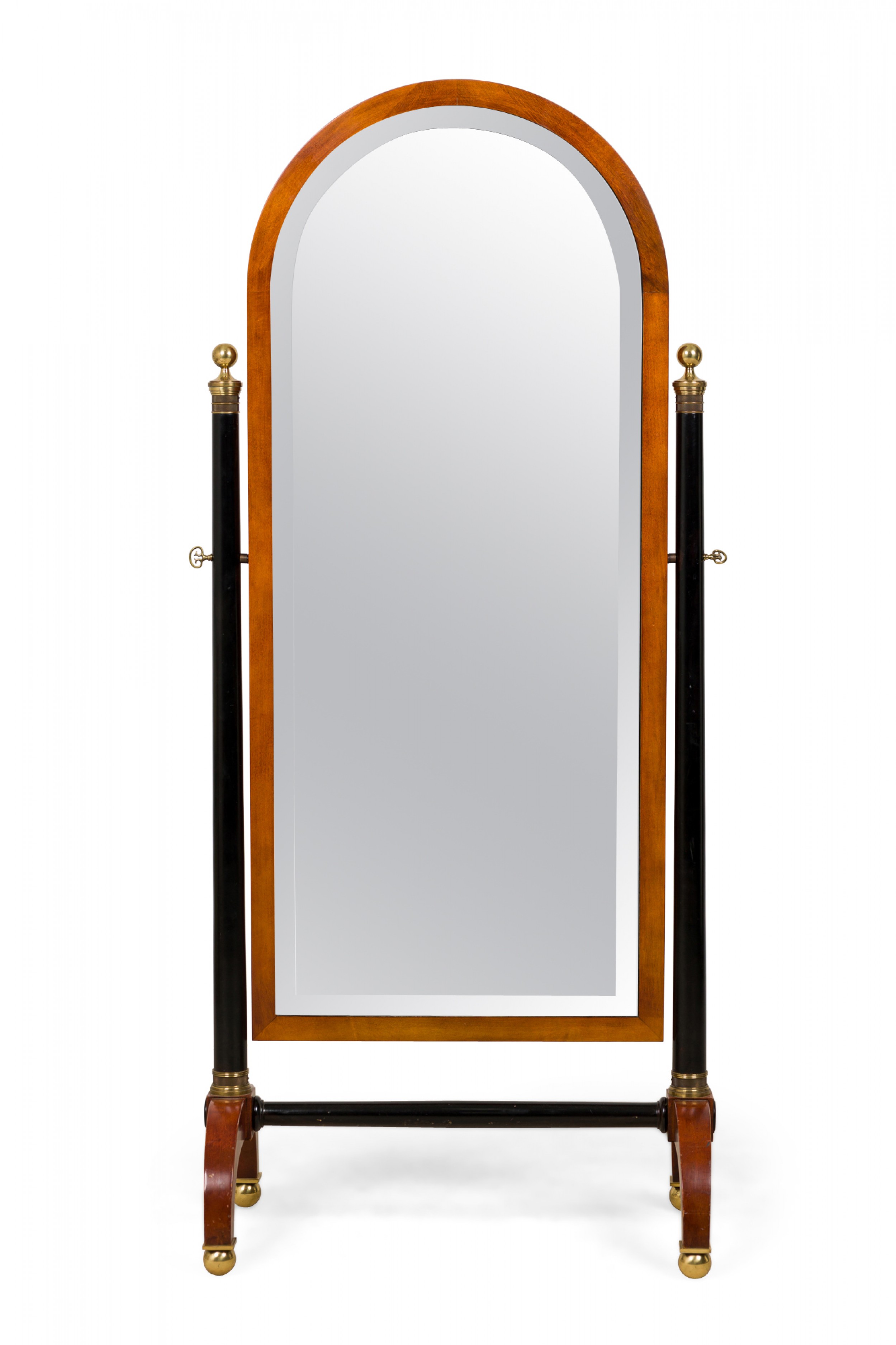 French empire style arched cheval mirror