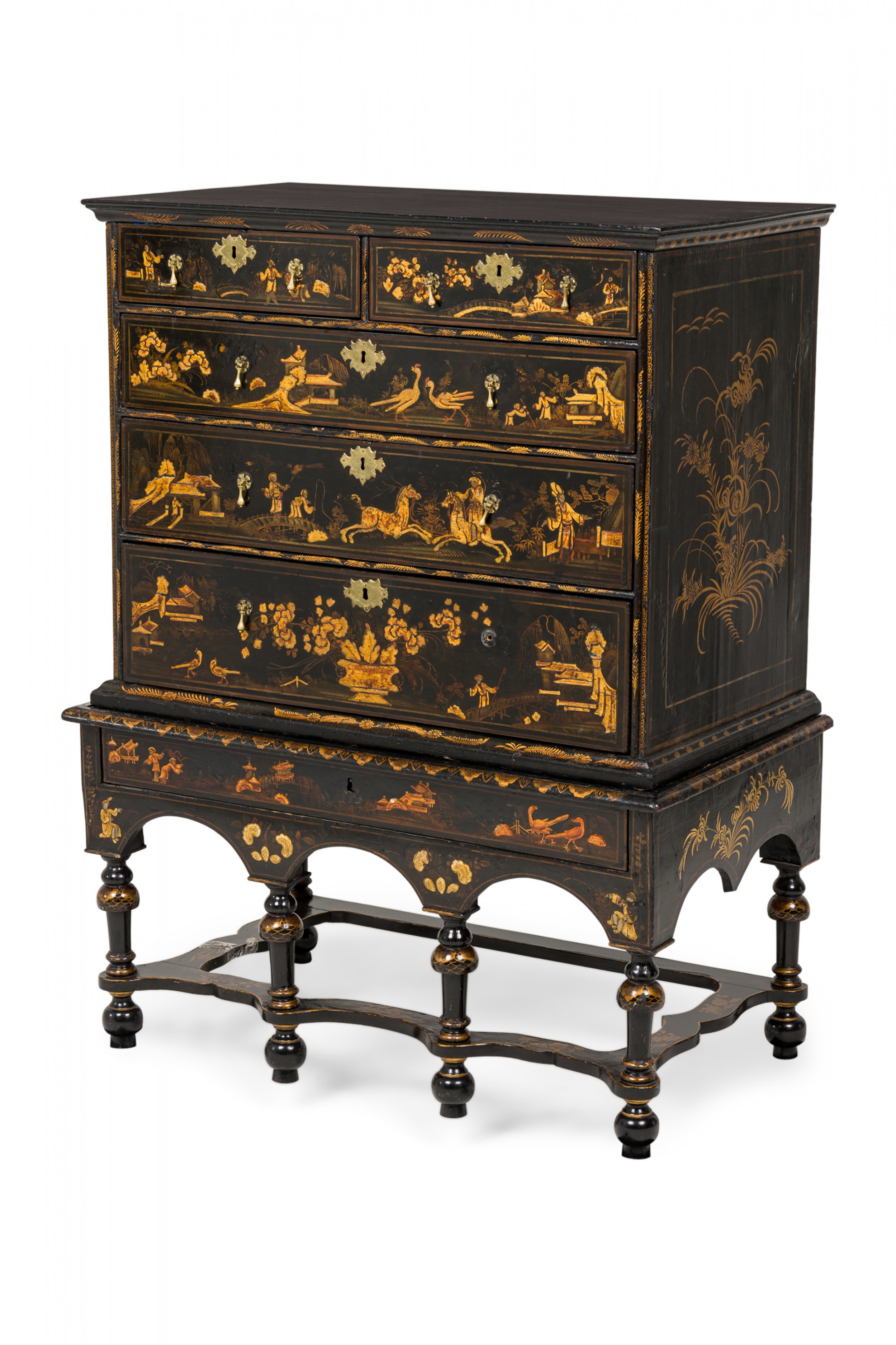 English georgian style highboy chest chinoiserie style