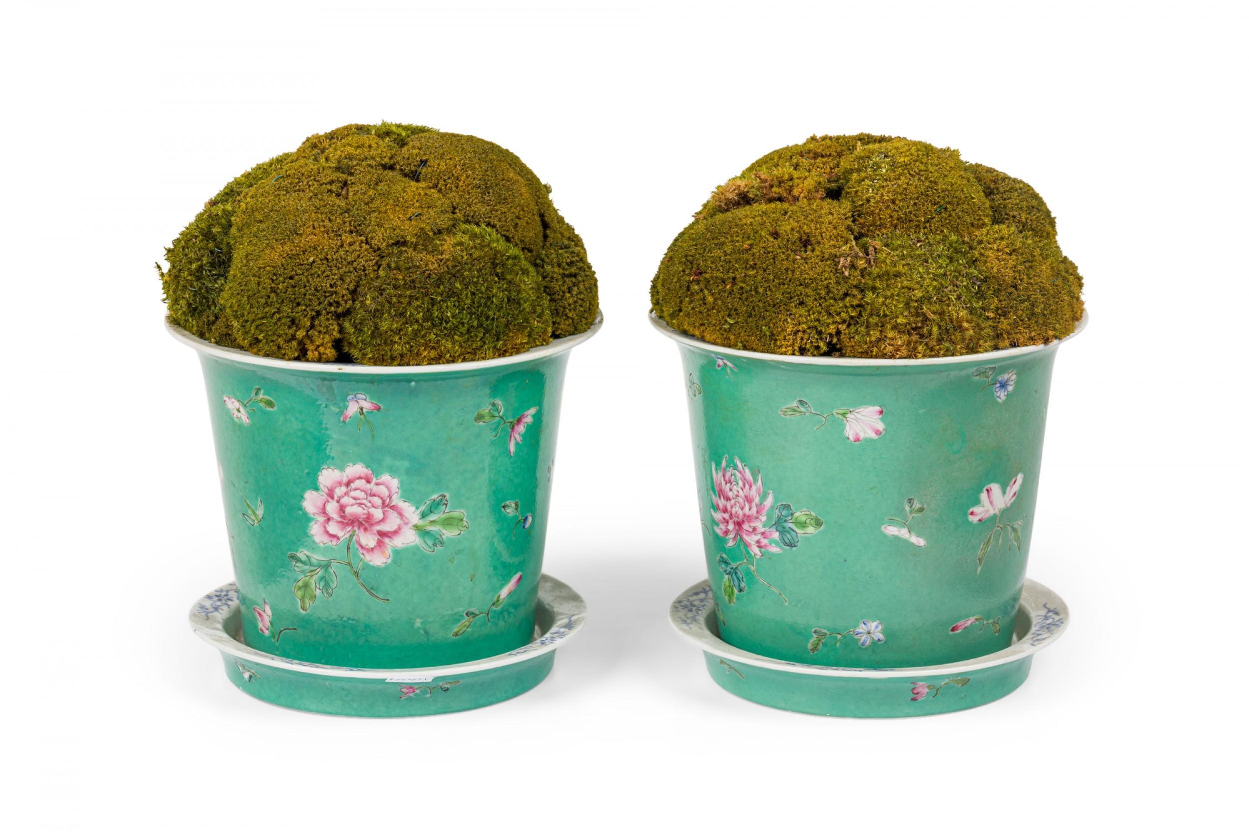 Pair of chinese porcelain cylindrical planters cachepots