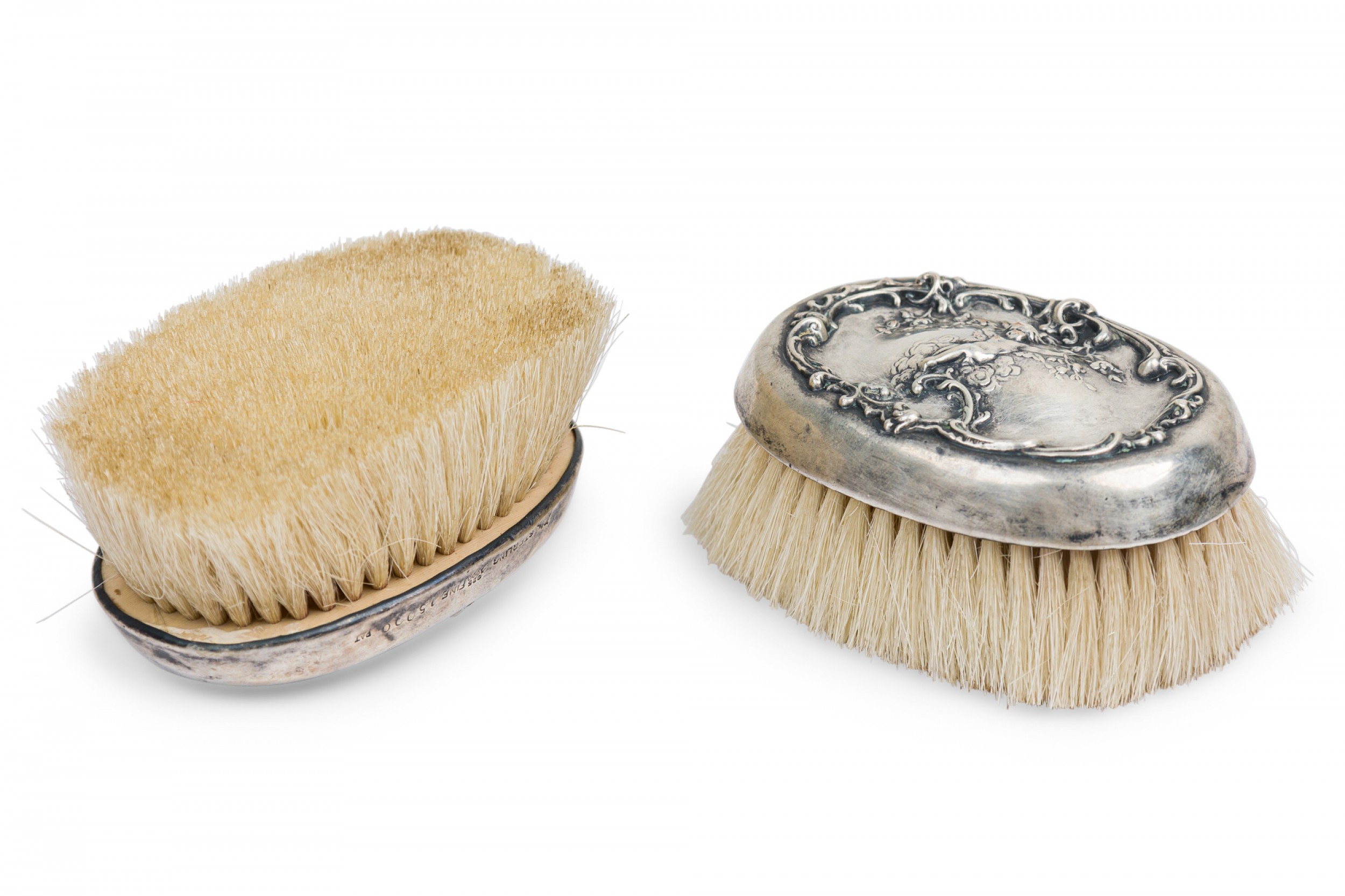 Pair of american victorian silver plate vanity brushes