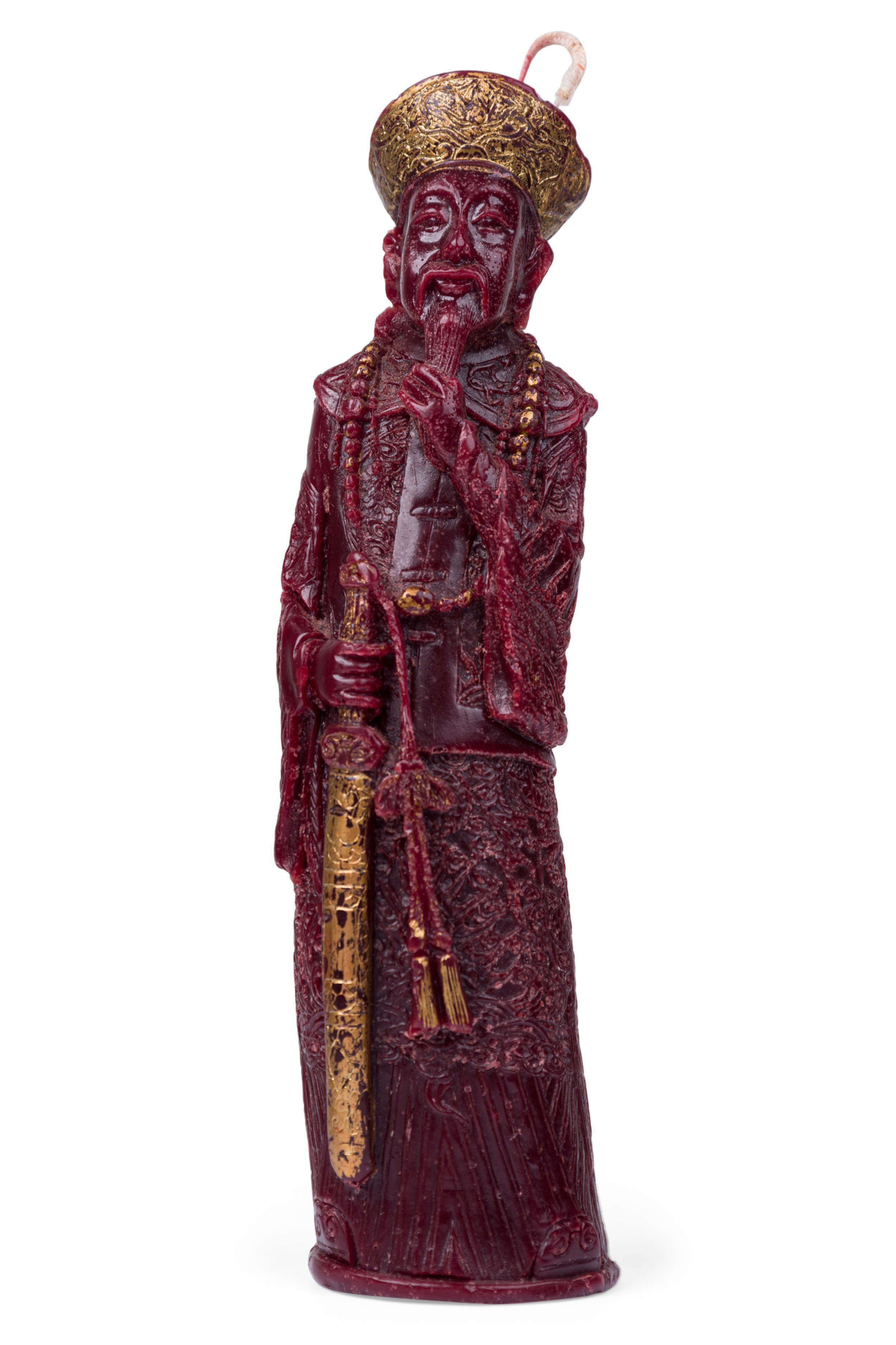 Chinese wax candle figure depicting an emperor