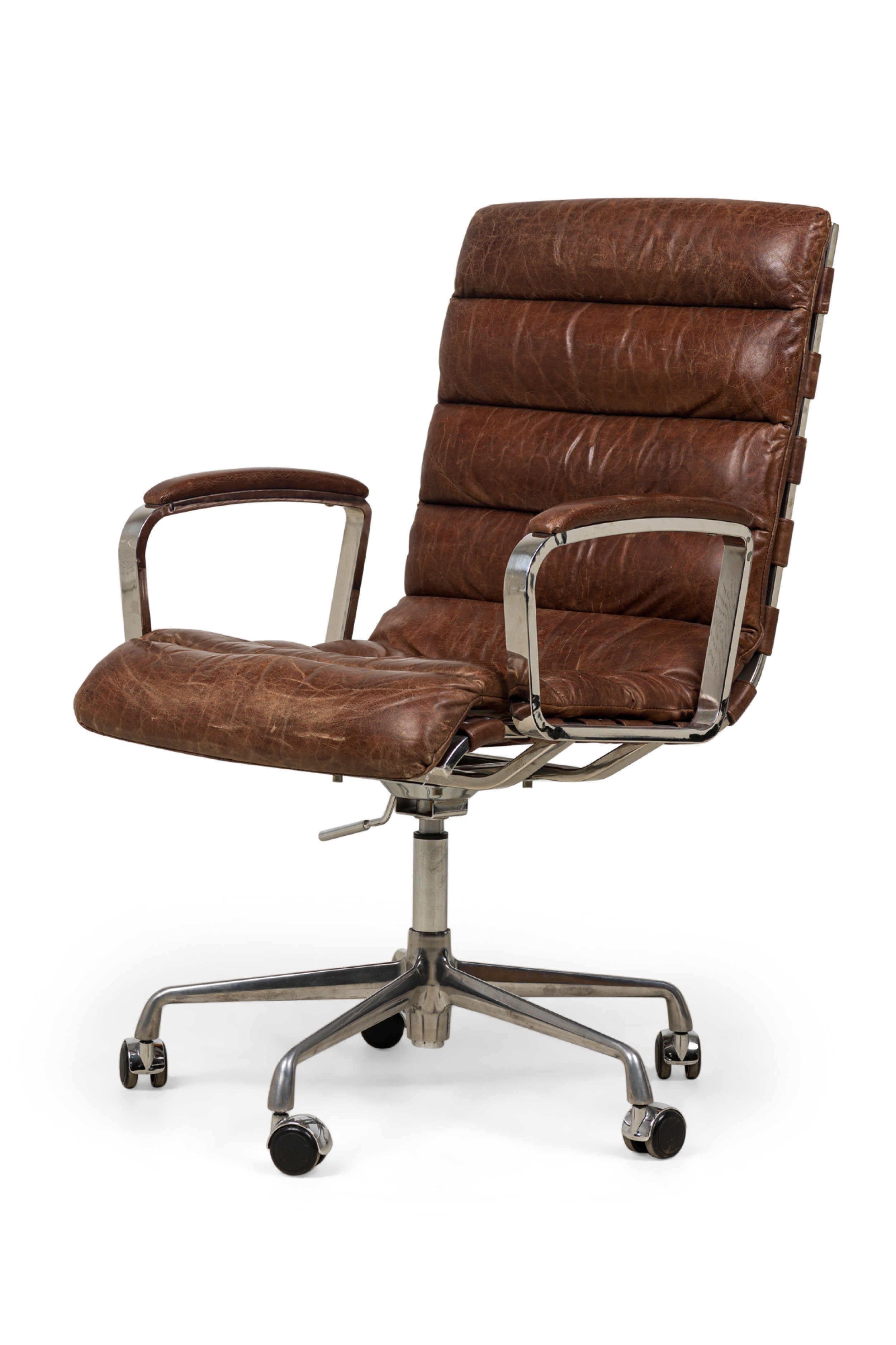 Rh oviedo mid century american style leather upholstered swivel desk chair