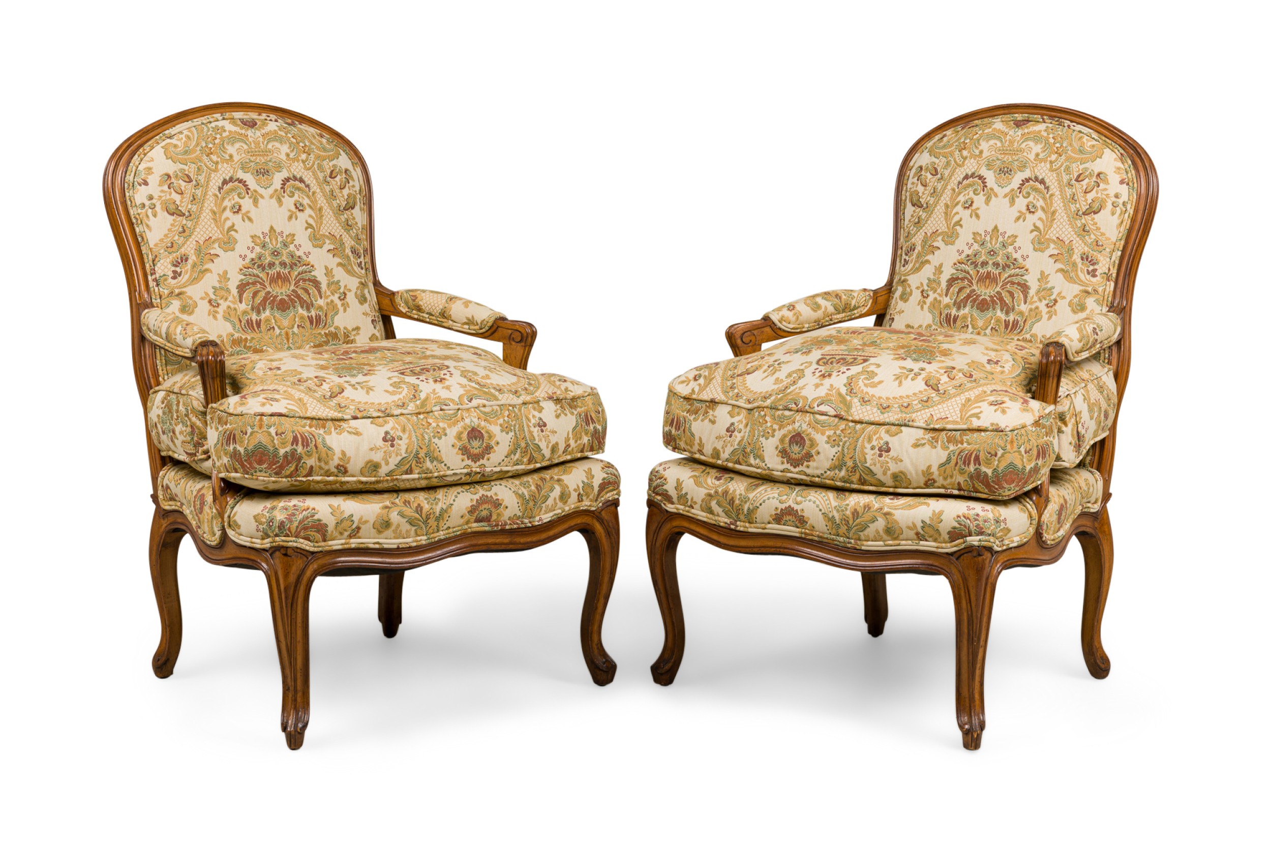 Pair of french louis xv beige armchairs 