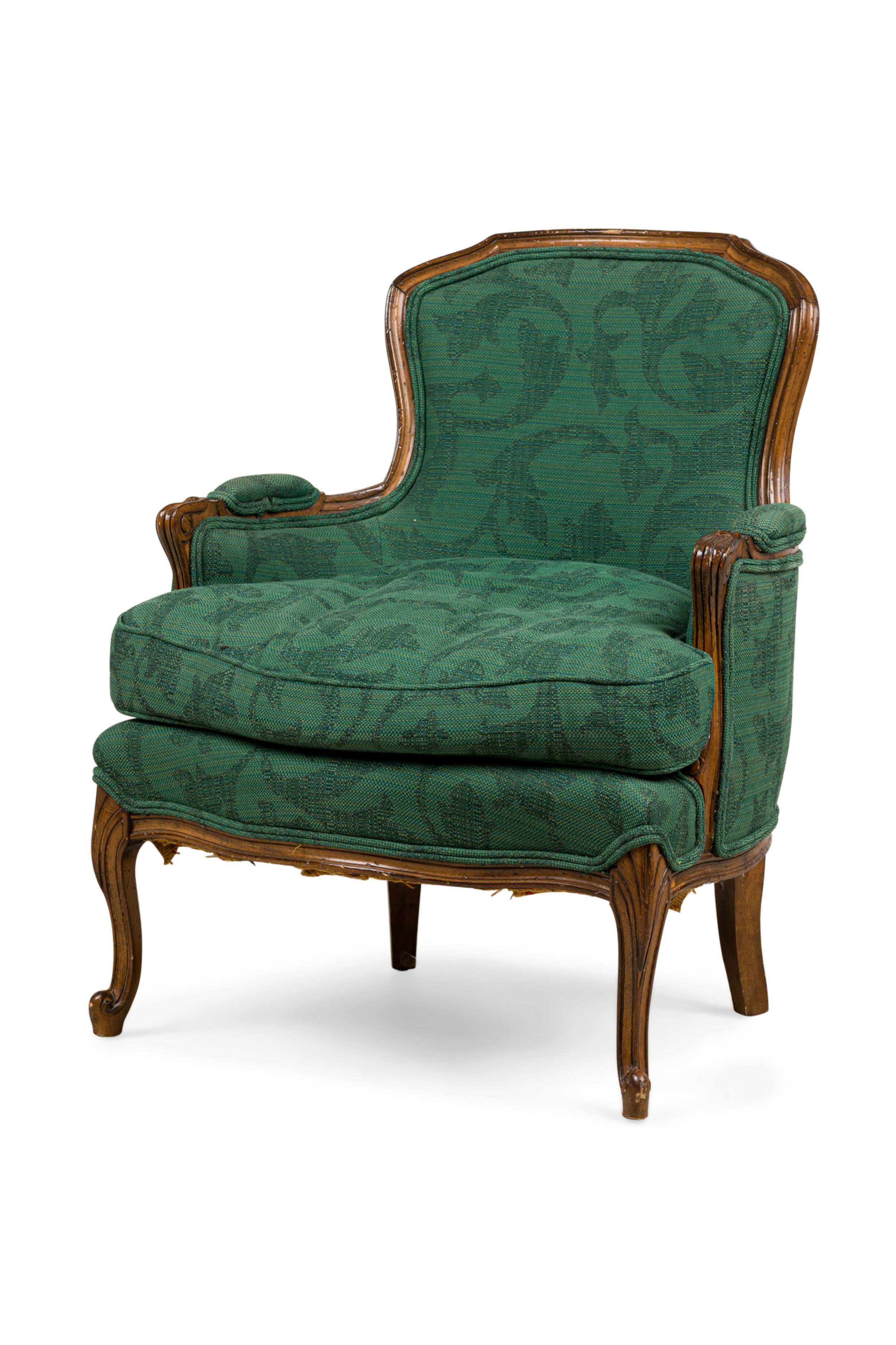 English victorian green bergere armchair 