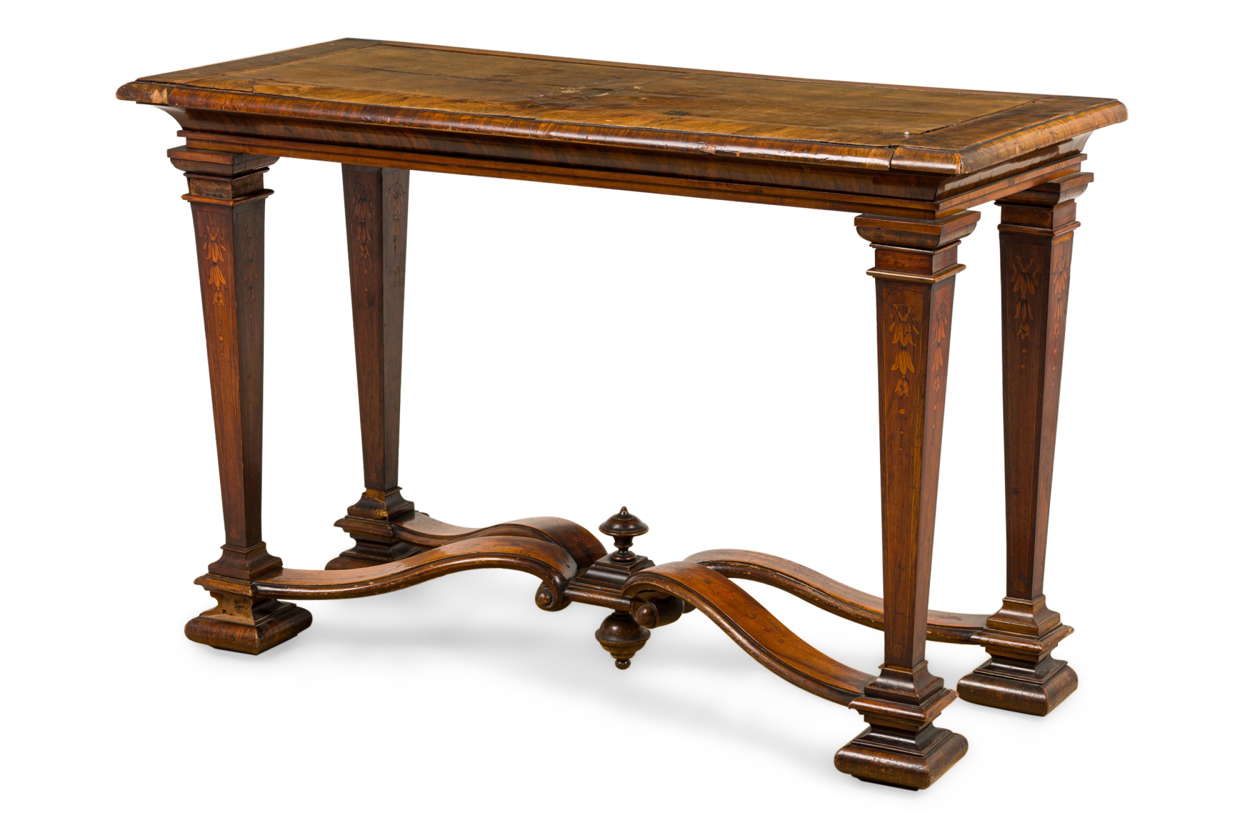 English renaissance console table with stretcher 