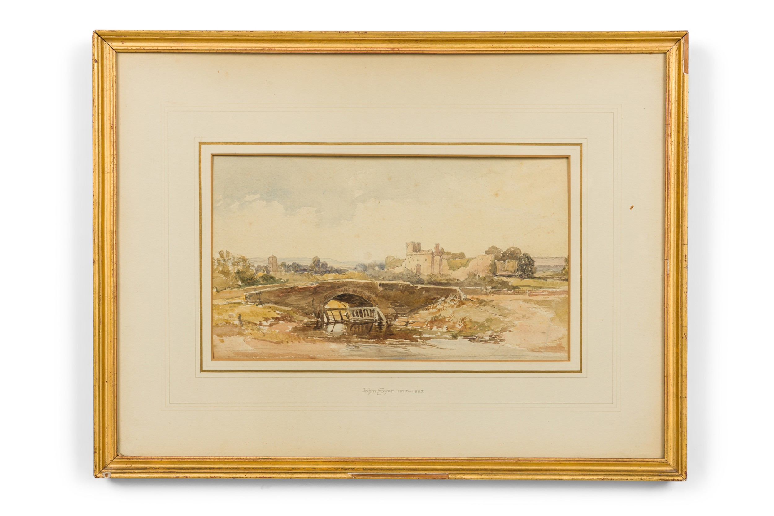 English victorian genre scene depicting a small bridge and river 