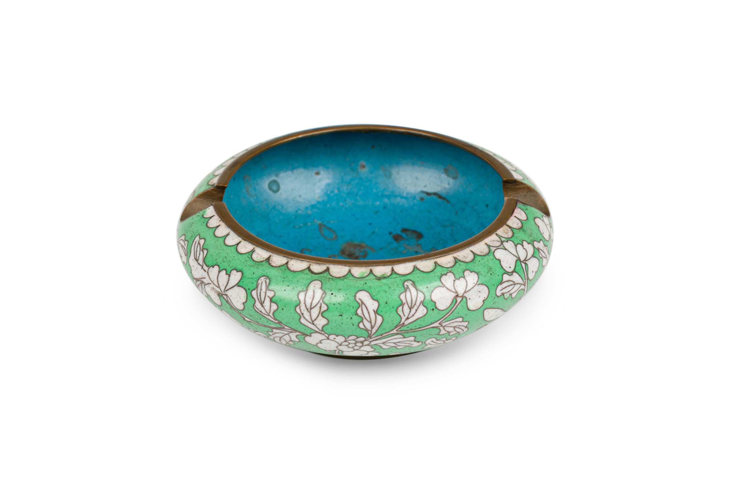 Mid Century Asian blue and green ashtray 