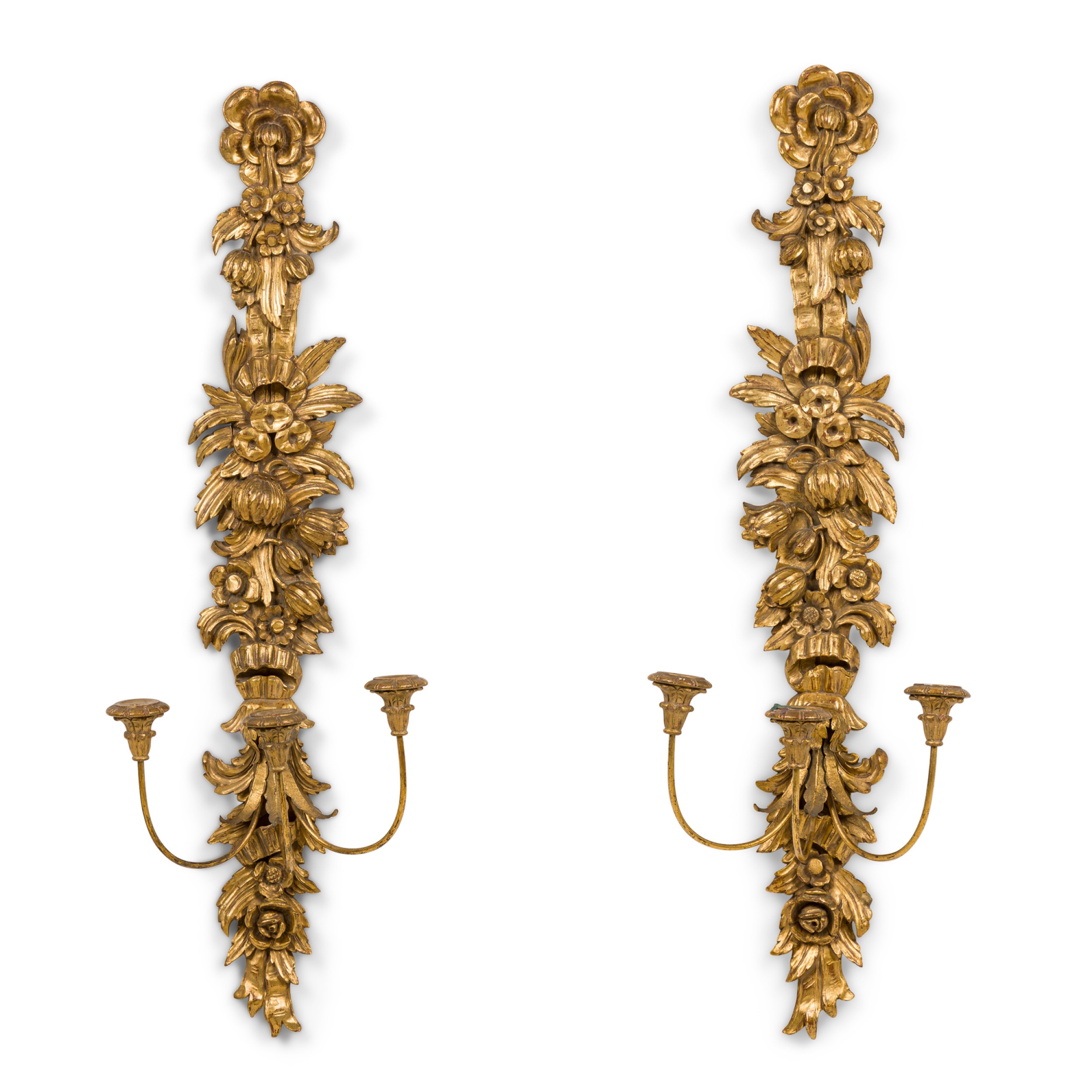 Pair of french louis xv giltwood wall sconce 
